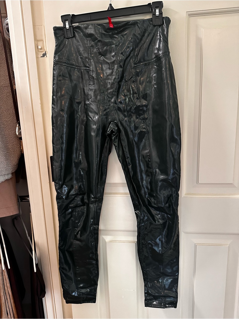 SPANX Shiny Black Faux-Leather High-Waist Leggings